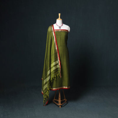 Dharwad Mercerised Cotton Plain Thread Border Unstitched Dress Material: Kurta, Bottom & Dupatta 11