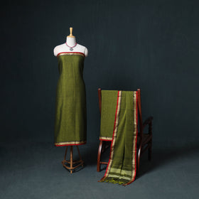 Dharwad Mercerised Cotton Plain Thread Border Unstitched Dress Material: Kurta, Bottom & Dupatta 11