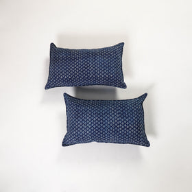 Blue - ajrakh hand block print pillow covers (set of 2) 140