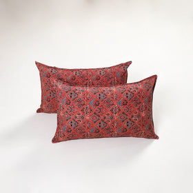 Red - ajrakh hand block print pillow covers (set of 2) 141