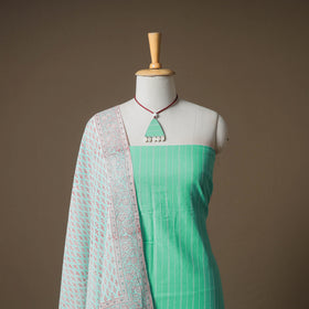 Jacquard Cotton Unstitched Dress Material: Kurta & Dupatta with Jewellery 16
