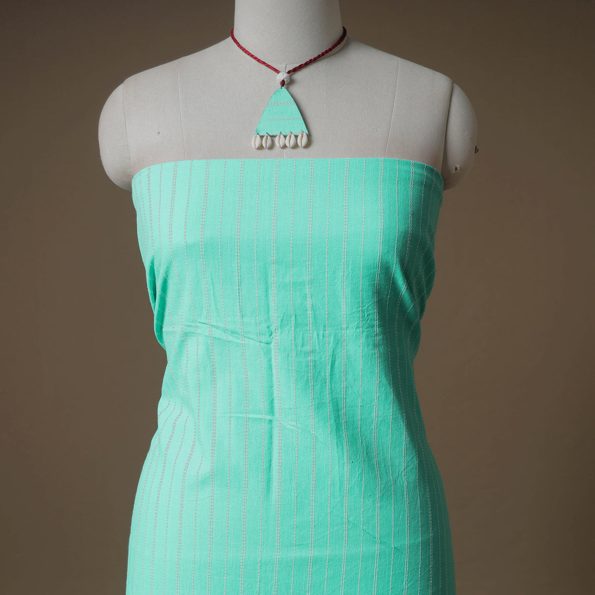 Jacquard Cotton Unstitched Dress Material: Kurta & Dupatta with Jewellery 16