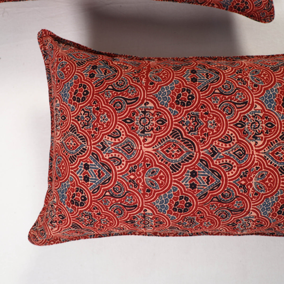 Red - ajrakh hand block print pillow covers (set of 2) 141