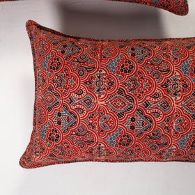 Red - ajrakh hand block print pillow covers (set of 2) 141