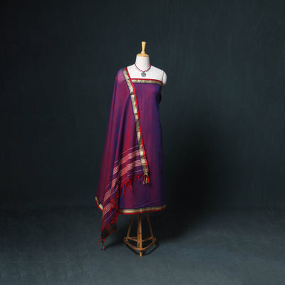 Dharwad Mercerised Cotton Plain Thread Border Unstitched Dress Material: Kurta, Bottom & Dupatta 12