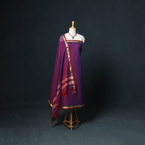 Dharwad Mercerised Cotton Plain Thread Border Unstitched Dress Material: Kurta, Bottom & Dupatta 12