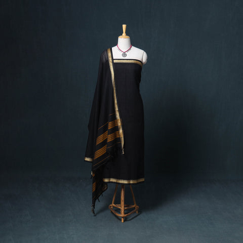 Dharwad Mercerised Cotton Plain Thread Border Unstitched Dress Material: Kurta, Bottom & Dupatta 13