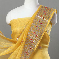 Yellow - 3pc Cotton Gota Patti Work Kota Doria Dress Material 02