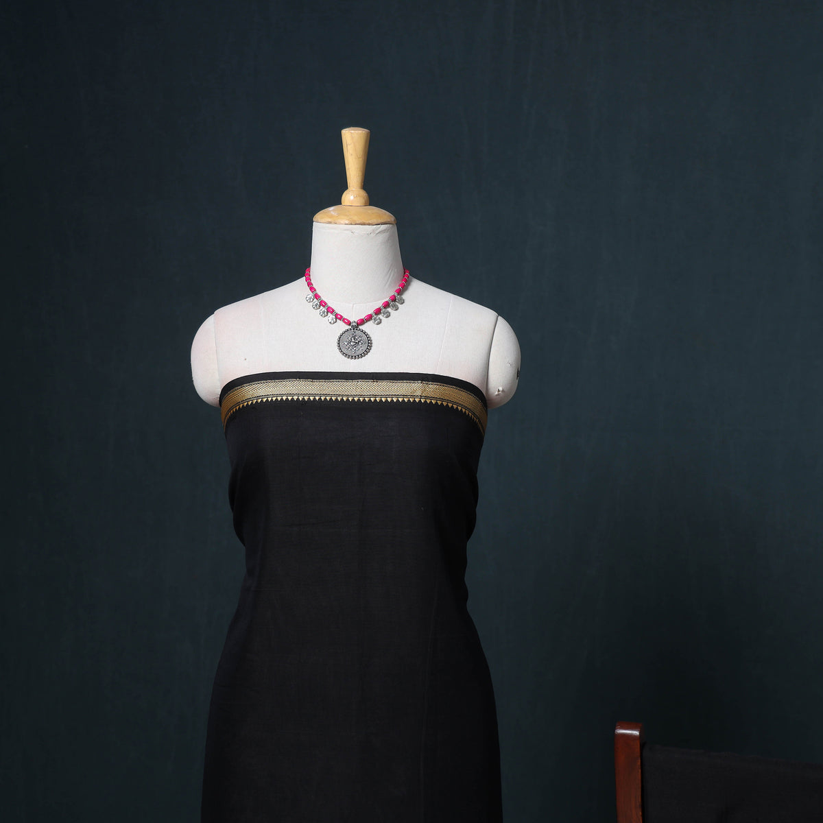 Dharwad Mercerised Cotton Plain Thread Border Unstitched Dress Material: Kurta, Bottom & Dupatta 13