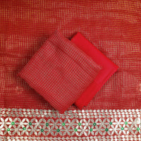 Red - 3pc Cotton Gota Patti Work Kota Doria Dress Material 01