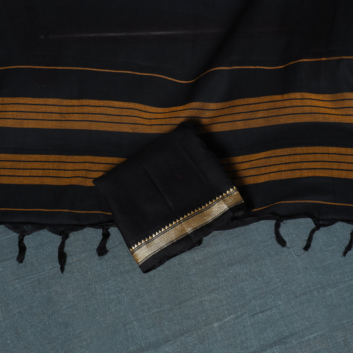 Dharwad Mercerised Cotton Plain Thread Border Unstitched Dress Material: Kurta, Bottom & Dupatta 13
