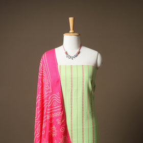 Jacquard Cotton Unstitched Dress Material: Kurta & Dupatta with Jewellery 19
