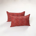 Red - ajrakh hand block print pillow covers (set of 2) 145