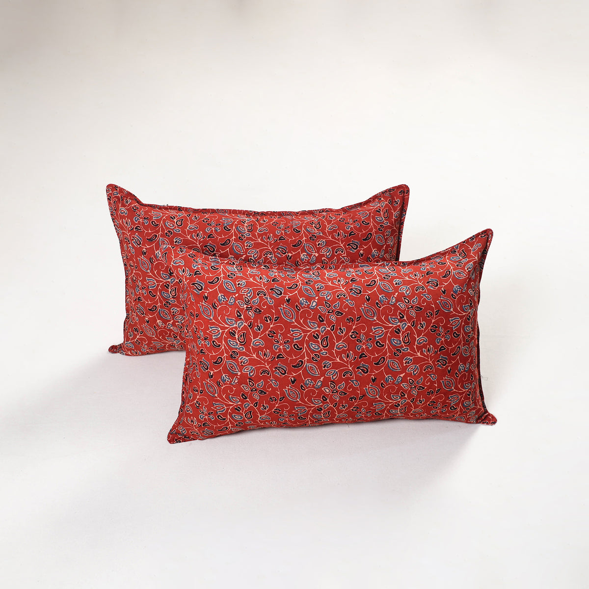 Red - ajrakh hand block print pillow covers (set of 2) 145