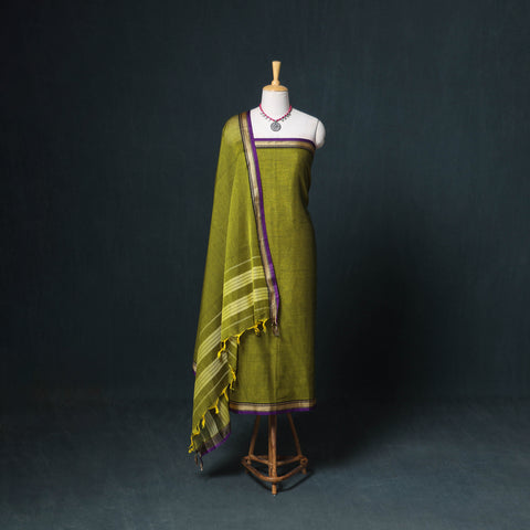 Dharwad Mercerised Cotton Plain Thread Border Unstitched Dress Material: Kurta, Bottom & Dupatta 14