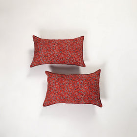 Red - ajrakh hand block print pillow covers (set of 2) 145