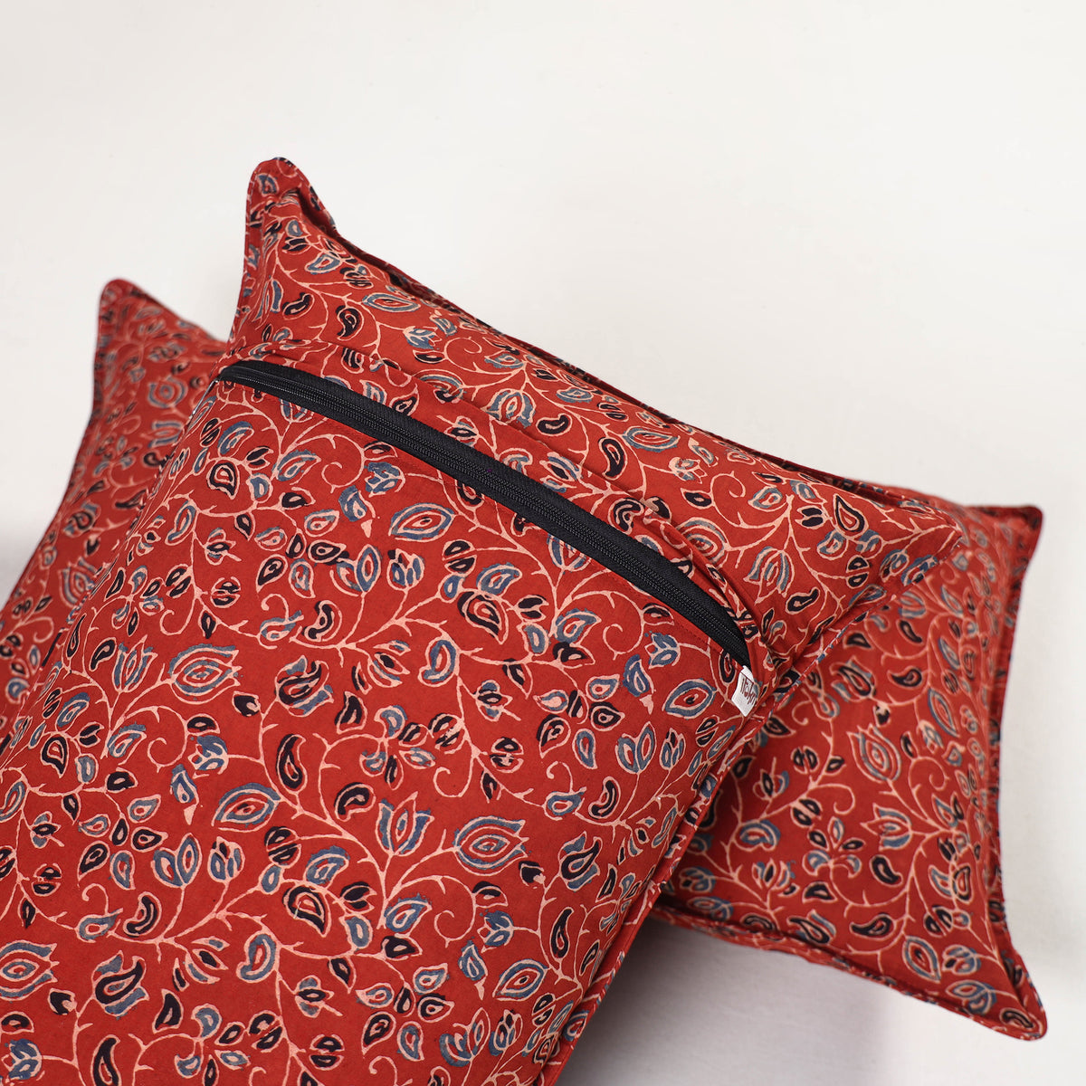 Red - ajrakh hand block print pillow covers (set of 2) 145