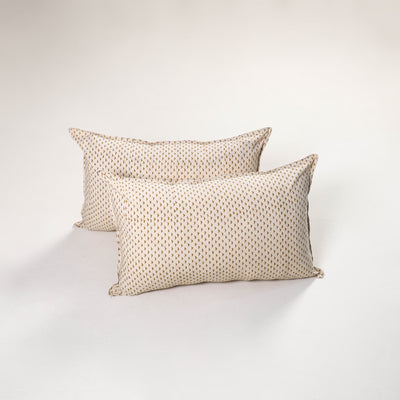 Beige - ajrakh hand block print pillow covers (set of 2)