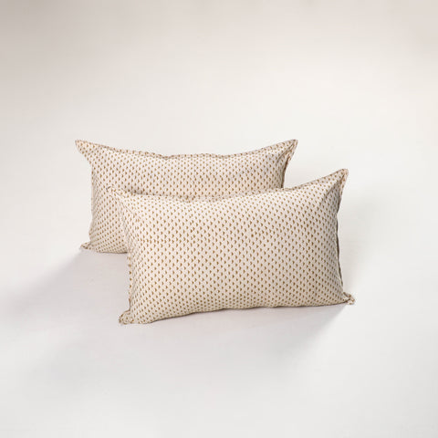 Beige - Ajrakh Hand Block Print Pillow Covers (Set of 2) 146