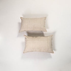 Beige - ajrakh hand block print pillow covers (set of 2)
