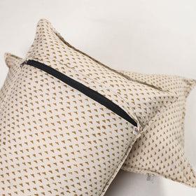 Beige - ajrakh hand block print pillow covers (set of 2)
