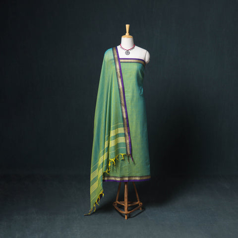 Dharwad Mercerised Cotton Plain Thread Border Unstitched Dress Material: Kurta, Bottom & Dupatta 16