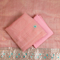 Peach - 3pc Cotton Gota Patti Work Kota Doria Dress Material 10