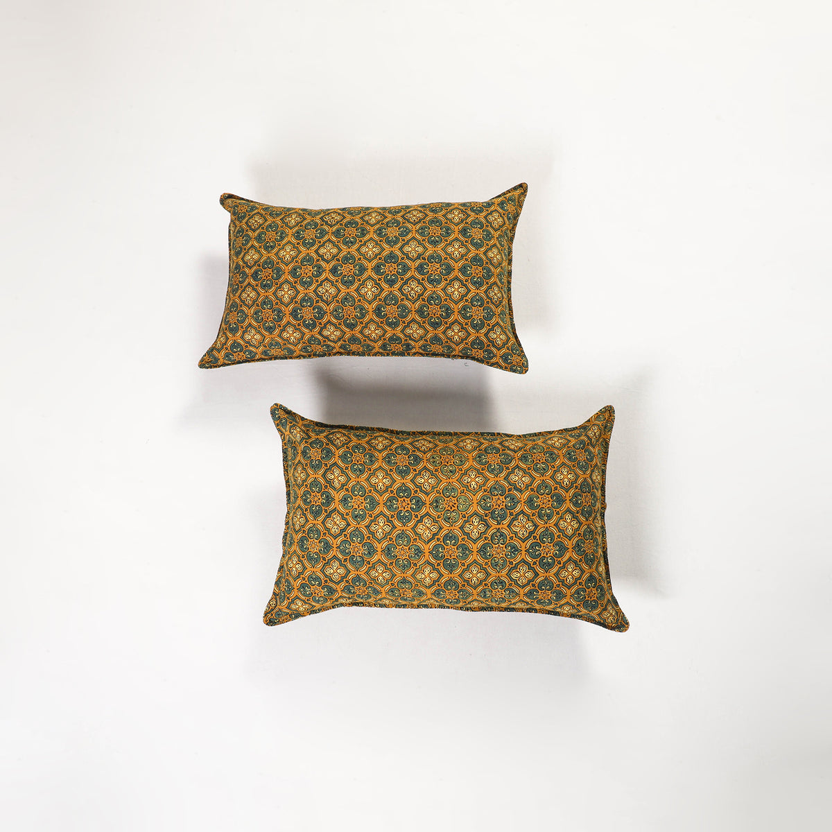 Yellow - ajrakh hand block print pillow covers (set of 2)