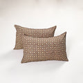 Brown - ajrakh hand block print pillow covers (set of 2)