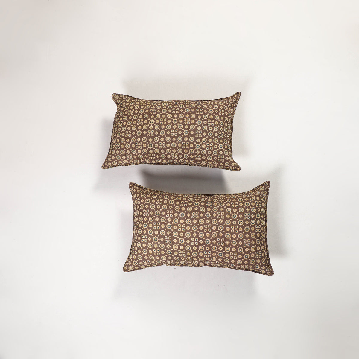 Brown - ajrakh hand block print pillow covers (set of 2)