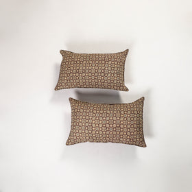 Brown - ajrakh hand block print pillow covers (set of 2)