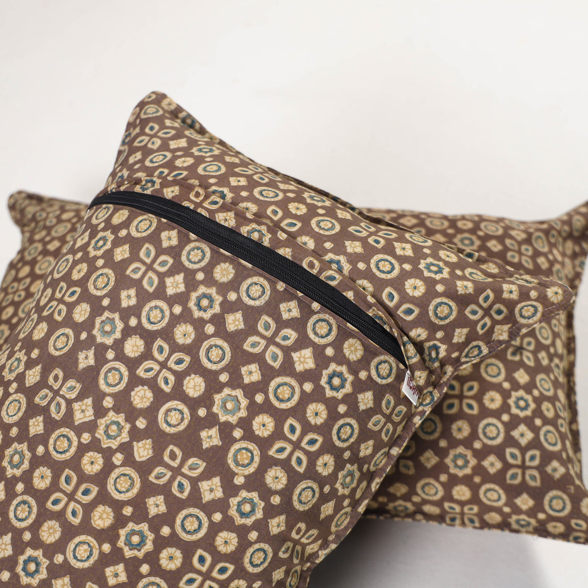 Brown - ajrakh hand block print pillow covers (set of 2)