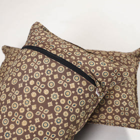 Brown - ajrakh hand block print pillow covers (set of 2)