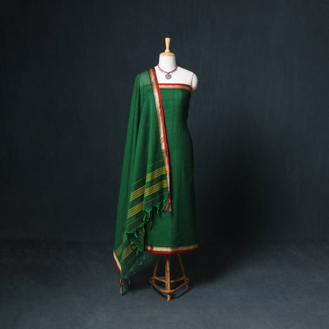 Dharwad Mercerised Cotton Plain Thread Border Unstitched Dress Material: Kurta, Bottom & Dupatta 19