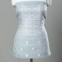 Grey - 3pc Cotton Embroidered Kota Doria Dress Material 18