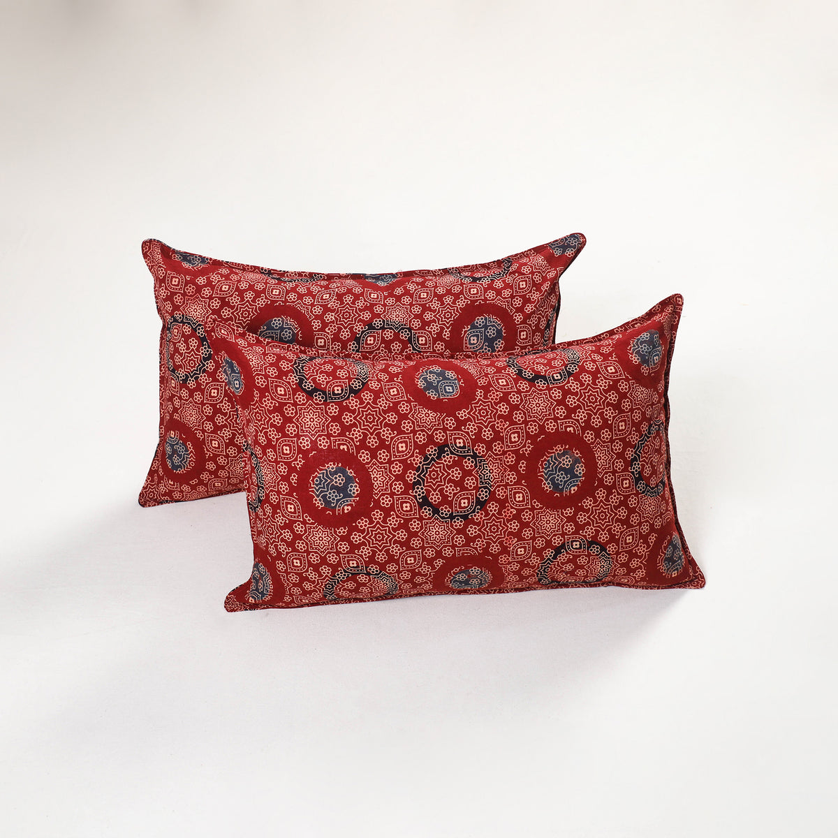 Red - ajrakh hand block print pillow covers (set of 2) 150