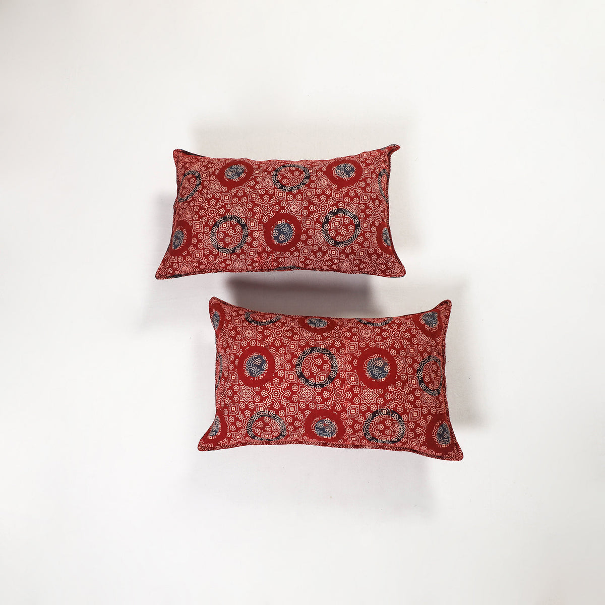 Red - ajrakh hand block print pillow covers (set of 2) 150
