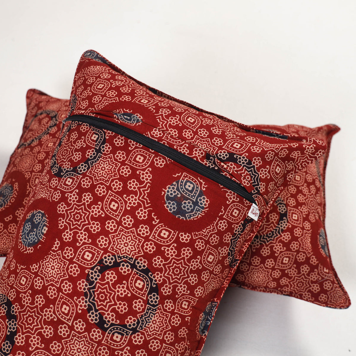 Red - ajrakh hand block print pillow covers (set of 2) 150
