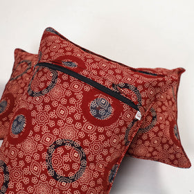 Red - ajrakh hand block print pillow covers (set of 2) 150
