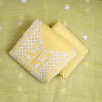 Yellow - 3pc Cotton Embroidered Kota Doria Dress Material 14