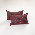 Red - ajrakh hand block print pillow covers (set of 2) 151