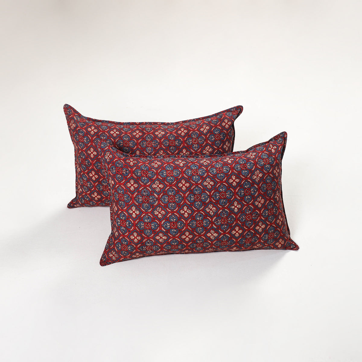 Red - ajrakh hand block print pillow covers (set of 2) 151