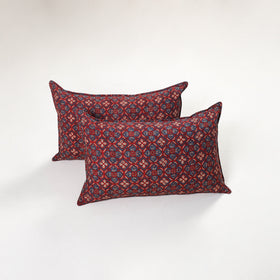 Red - ajrakh hand block print pillow covers (set of 2) 151