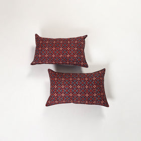 Red - ajrakh hand block print pillow covers (set of 2) 151
