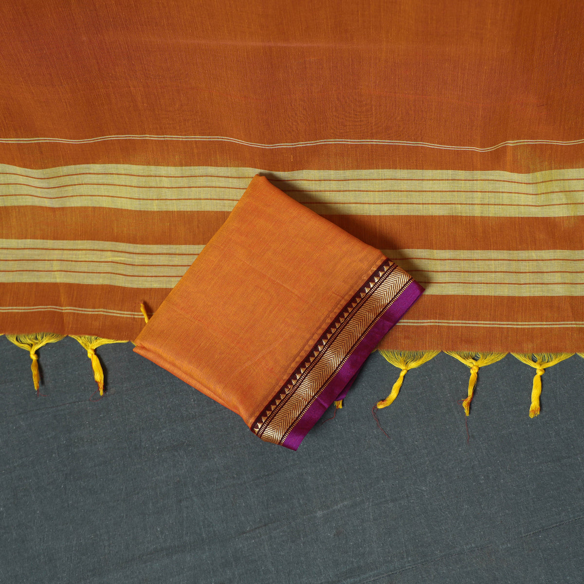 Dharwad Mercerised Cotton Plain Thread Border Unstitched Dress Material: Kurta, Bottom & Dupatta 20
