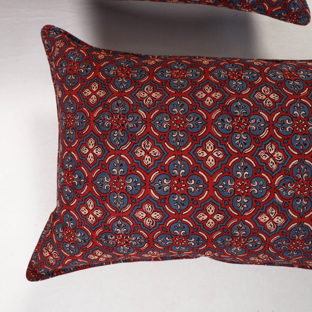 Red - ajrakh hand block print pillow covers (set of 2) 151
