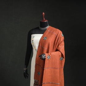 Kantha Hand Embroidered Khes Handwoven Cotton Dupatta 31