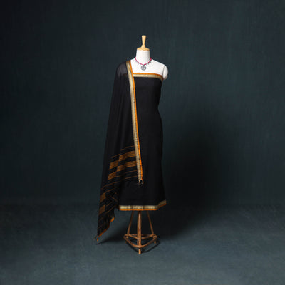 Dharwad Mercerised Cotton Plain Thread Border Unstitched Dress Material: Kurta, Bottom & Dupatta 21