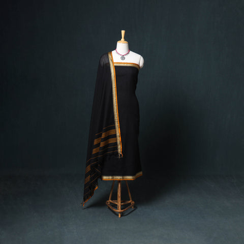 Dharwad Mercerised Cotton Plain Thread Border Unstitched Dress Material: Kurta, Bottom & Dupatta 21