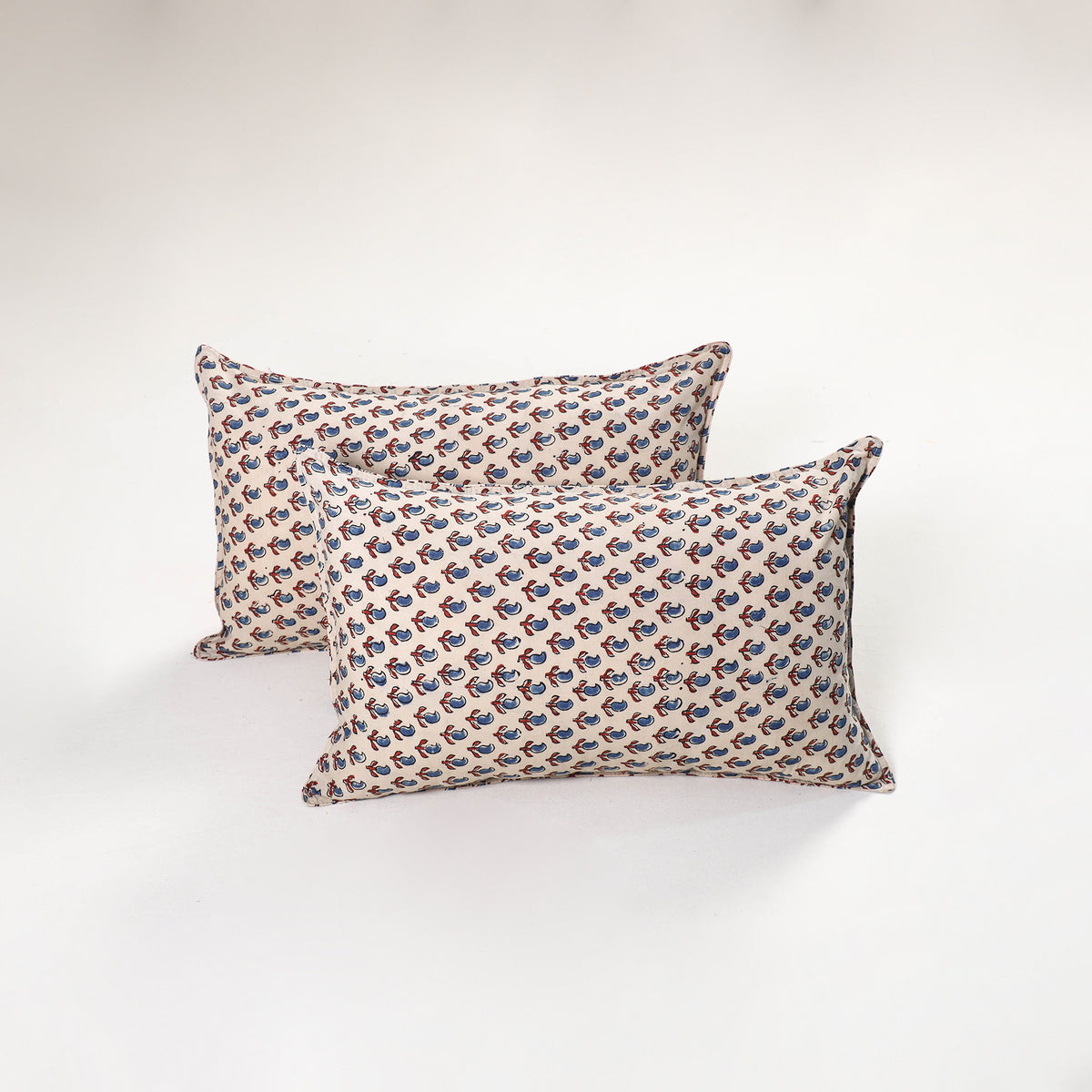 Beige - ajrakh hand block print pillow covers (set of 2)